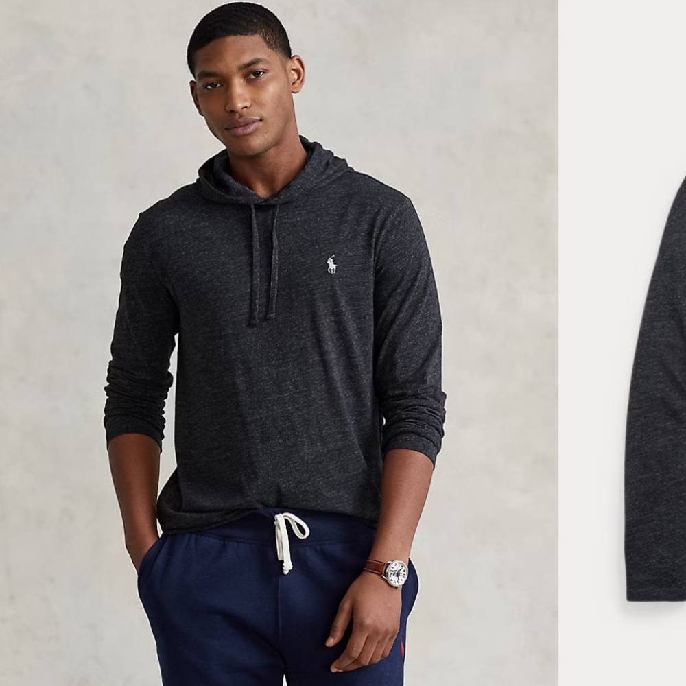 Polo by Ralph Lauren Charcoal Hooded Tee Hoodie Brand New with Tags